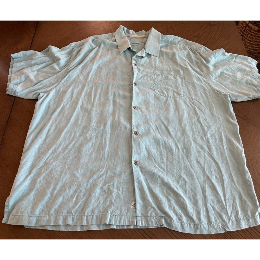 Tommy Bahama‎ Shirt Men's Size XXL Blue Palm Tropical Original Fit Button Down